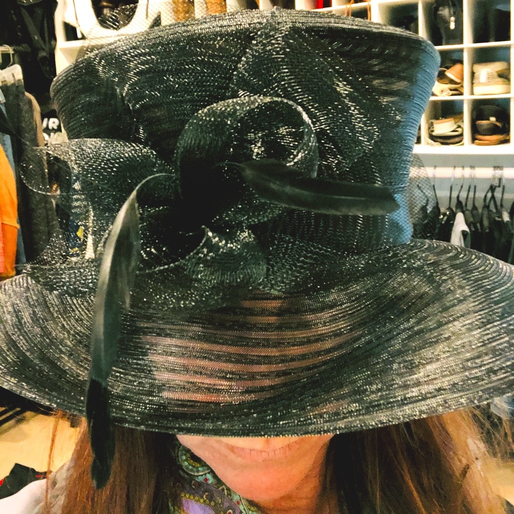 Hat, Black, Sheer Woven by "Betmar" of New York